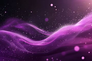 Digital purple particles wave and light abstract background with shining dots stars