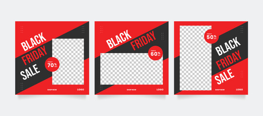 Wall Mural - black friday sale template or cyber monday sale template. promotional web banner for instagram socia