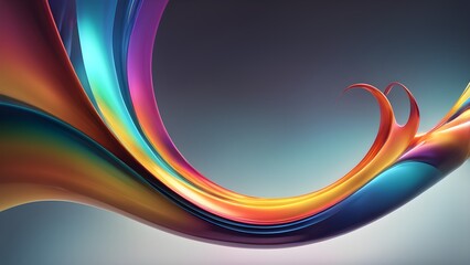 Abstract colorful swirl on a gray background.