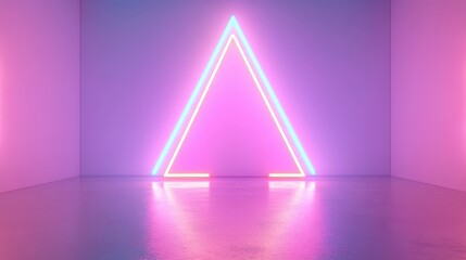 Canvas Print - a neon pink triangle is lit up in a room