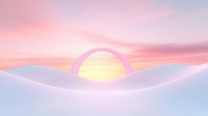 Canvas Print - a pink and purple sky with a sun in the middle