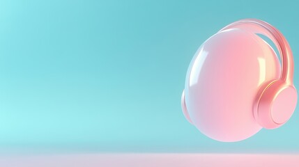 Wall Mural - a pink ball with headphones on top of it
