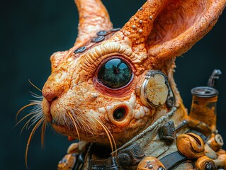 Wall Mural - Steampunk Rabbit: A Futuristic Creature Portrait