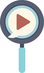 Wall Mural - magnifying glass focusing on video marketing strategy for online content, searching new ideas for di