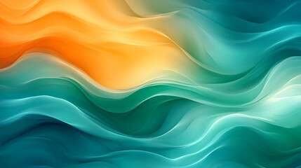 Wall Mural - colorful abstract waves blend orange and teal hues, creating a harmonious flow of colors that captiv