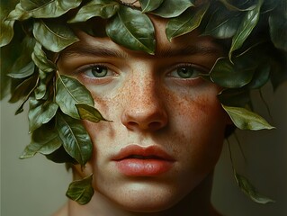 Wall Mural - Intense Gaze: A Portrait of Nature and Humanity