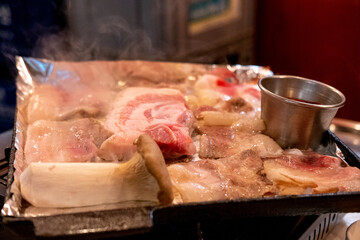 Barbecue Pork and mushroom on the Grill, Korean Style food