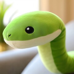 Canvas Print - Green Snake Plush Toy Close-Up.