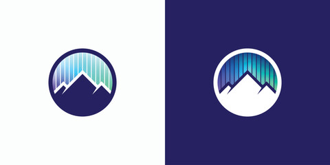 Wall Mural - A combination logo that combines the shape of a mountain, and aurora light. Icon for business, outdoor, travel, and personal branding.