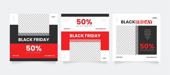 Wall Mural - black friday sale template or cyber monday sale template. promotional web banner for instagram socia