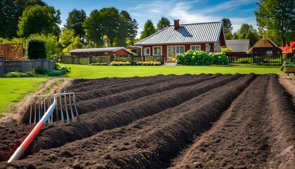 Wall Mural - Nurturing the Earth: A Vibrant Garden Ready for Planting