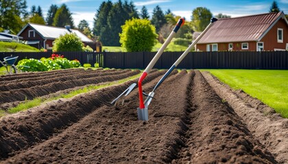 Wall Mural - Nurturing the Earth: A Vibrant Garden Ready for Planting