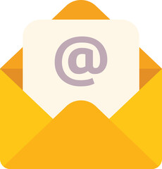 Wall Mural - open yellow mail envelope containing at symbol internet icon representing electronic mail concept