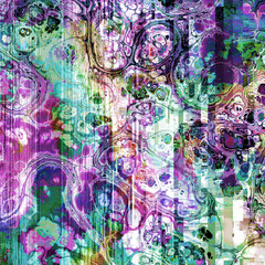 Aufkleber - TV noise static effect, abstract glitch background. Fractal digital art pattern