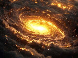 Poster - Spiral Galaxy in Deep Space - Cosmic Swirl of Stars and Light