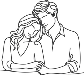 Wall Mural - line art wedding husband wife, Mordan, kissing and romantic couple vector design.