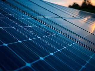 Poster - Solar panels efficiently capturing sunlight in an outdoor setting, highlighting the technology and sustainability of renewable energy.