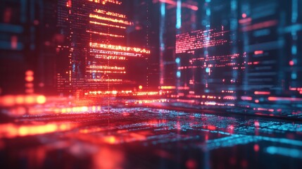 Abstract computer coding with glow light