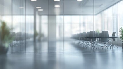 Canvas Print - Blurred office interior background with glass wall and modern business meeting room in clean empty open space