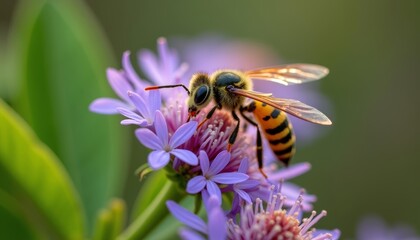 Wall Mural -  Bees delicate dance with natures beauty