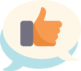 Canvas Print - Speech bubble showing a hand giving a thumbs up, a common symbol for approval