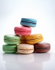 Wall Mural -  colorful macarons and white background 