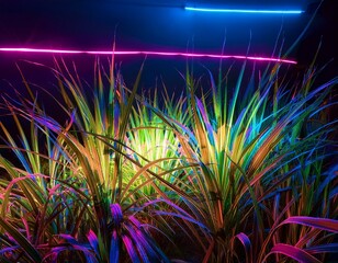 Wall Mural - grass iluminated by neon lights