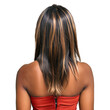 © Issaka - A woman stands with her back turned, displaying her beautiful long hair featuring subtle highlights. She wears a trendy red dress that adds elegance to her look