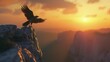 © Muhammad - A bird taking flight from the edge of a cliff at sunrise, its wings spread wide, capturing the moment of courage to embark on a new journey.