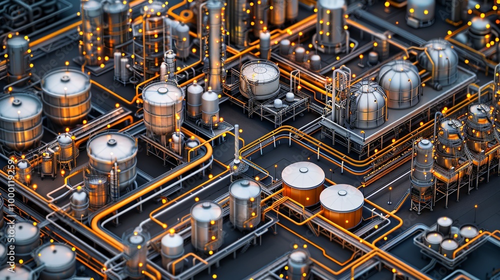Ilustración de Stock Visual guide to refinery operations highlighting ...