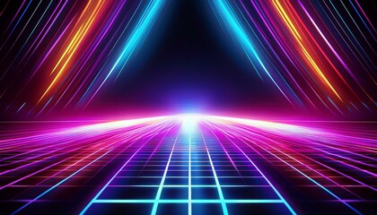 Wall Mural - neon lights background texture goes into dark
