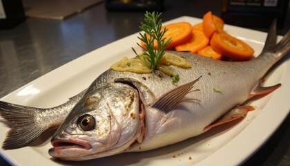 Wall Mural -  Freshly caught fish ready to be served