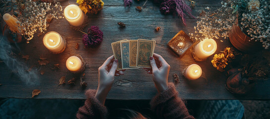 Wall Mural - esoterics, tarot cards and magic crystals and stones. astrology. predictions makes predictions of fa