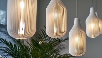 Wall Mural - pendant lamp modern design in interior. white color