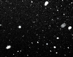 Wall Mural - snow on a black background for use as an overlay layer