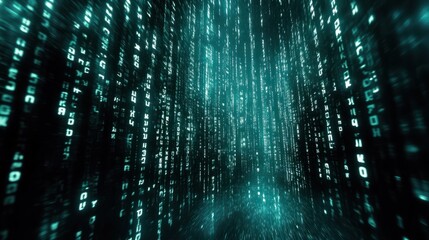Digital matrix code glowing light abstract background