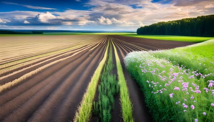 Wall Mural - Fallow Field Under Clear Blue Sky