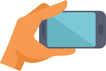 Poster - Human hand holding modern smartphone taking photo with blank screen for your app or website design