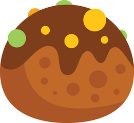 Sticker - Single piece of takoyaki is isolated on a white background, showing the details of the popular japanese street food