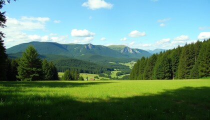 Sticker -  Tranquil mountain meadow under a clear sky