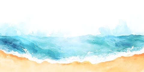 Wall Mural - Watercolor Abstract Beach Scene