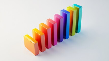 Poster - A colorful 3D bar graph on a clean white background, with bars of different heights representing financial growth, creating a sense of depth and dimension.