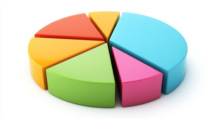 Aufkleber - A colorful financial pie chart showing market shares, with labeled sections representing stocks, bonds, and investments, displayed on a white background with clean lines.