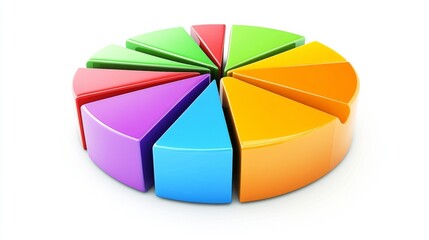 Aufkleber - A colorful financial pie chart showing market shares, with labeled sections representing stocks, bonds, and investments, displayed on a white background with clean lines.
