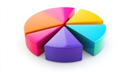 Aufkleber - A colorful financial pie chart showing market shares, with labeled sections representing stocks, bonds, and investments, displayed on a white background with clean lines.