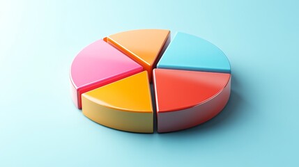 Fototapete - A corporate-style pie chart showing a financial breakdown of company profits, with sections for expenses, taxes, and net revenue, placed on a simple gradient background.