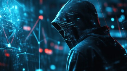 Wall Mural - Abstract hacker in a dark environment attempting to crack cybersecurity systems