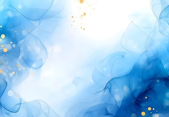 Canvas Print - Abstract Blue and Gold Watercolor Background