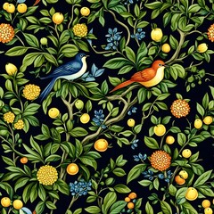 Wall Mural - Birds in a Lush Garden