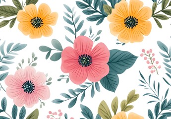 Sticker - Floral Watercolor Seamless Pattern